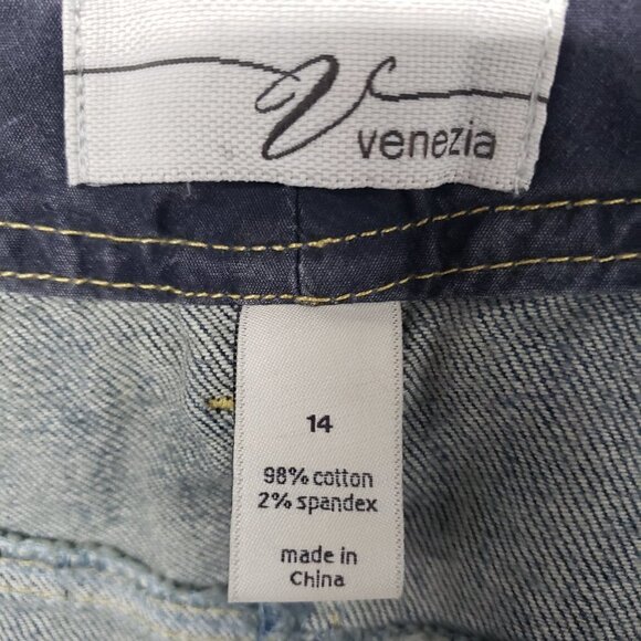 Venezia Blue Denim Button Down Knee Length Boho Western Skirt Size 14 - Picture 8 of 10